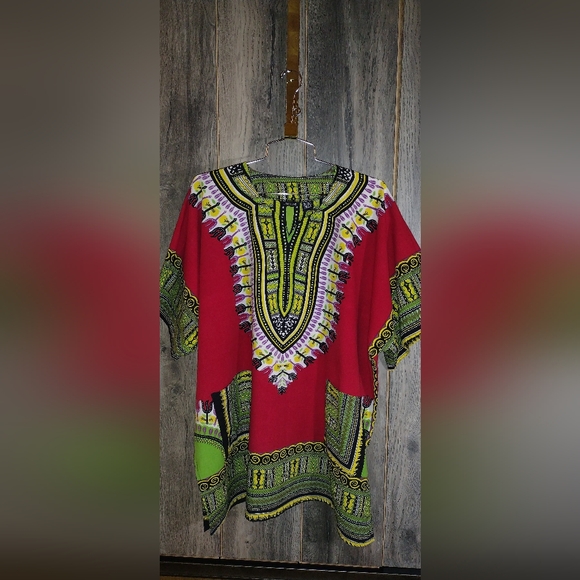 Vibrant Red Dashiki Top - Picture 1 of 1